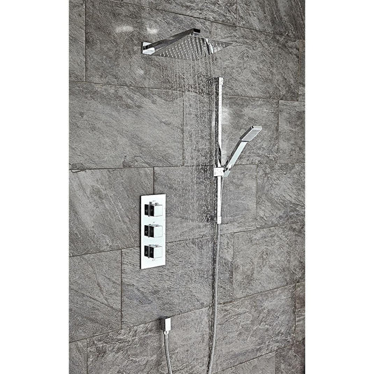 Scudo Triple Square Handle 2 Outlet Concealed Valve Shower Valve - Chrome - CONCEALED003 - Envy Bathrooms Ltd