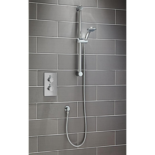 Scudo Twin Round Handle 1 Outlet Concealed Shower Valve - Chrome - CONCEALED002 - Envy Bathrooms Ltd