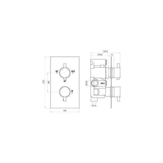Scudo Twin Round Handle 2 Outlet Concealed Valve Diverter Shower Valve - Chrome - CONCEALED006 - Envy Bathrooms Ltd