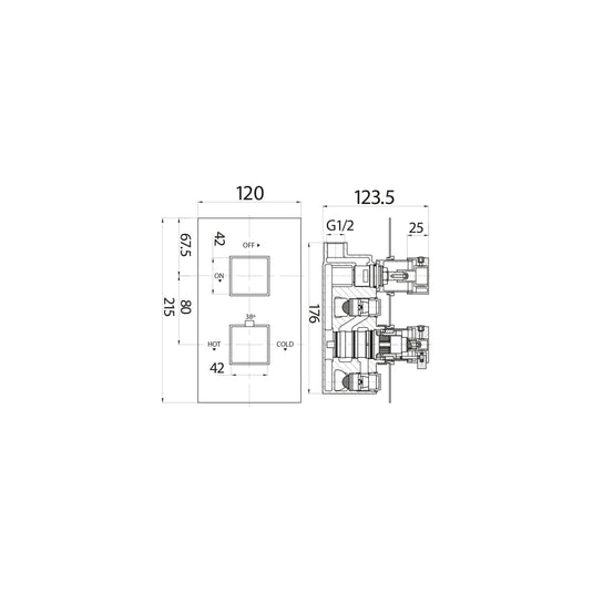 Scudo Twin Square Handle 1 Outlet Concealed Shower Valve - Chrome - CONCEALED001 - Envy Bathrooms Ltd