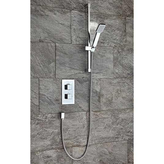 Scudo Twin Square Handle 1 Outlet Concealed Shower Valve - Chrome - CONCEALED001 - Envy Bathrooms Ltd