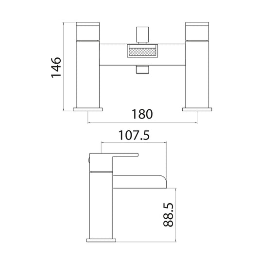 Scudo Victoria 2 Tap Hole Deck Mounted Bath Filler Tap - Chrome - TAP002 - Envy Bathrooms Ltd