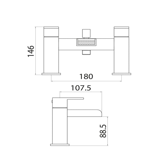 Scudo Victoria 2 Tap Hole Deck Mounted Bath Shower Filler Tap - Chrome - TAP003 - Envy Bathrooms Ltd