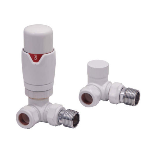 Scudo White Designer Corner Valves (Pair) | DES-TRV-CORN-WTE - Envy Bathrooms Ltd