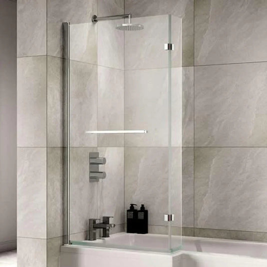 Sommer 1470mm x 850mm Square Shower Bath Screen With Towel Rail - Chrome - SOB54 - Envy Bathrooms Ltd