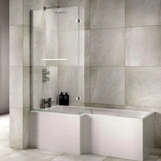 Sommer 1700mm X 850-700mm L-Shaped Shower Bath - Left Hand - White - SOB71 - Envy Bathrooms Ltd