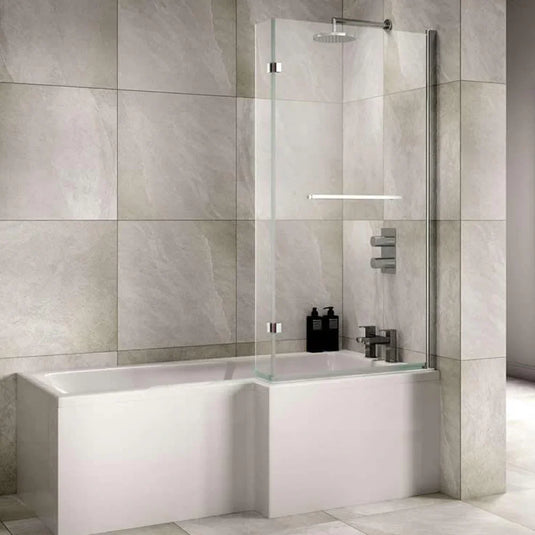 Sommer 1700mm X 850-700mm L-Shaped Shower Bath - Right Hand - White - SOB72 - Envy Bathrooms Ltd