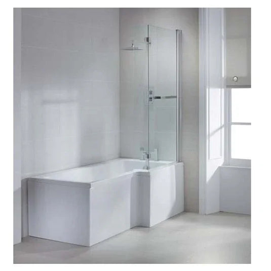 Sommer 1700mm X 520mm L-Shaped Shower Bath Front Panel - White - SOB73 - Envy Bathrooms Ltd