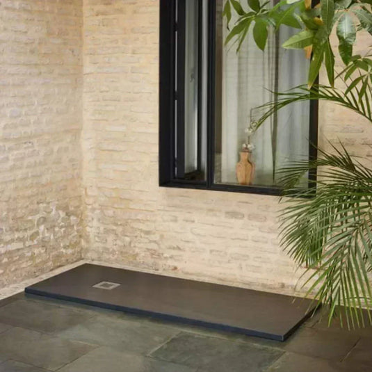 Sommer Essenza 900mm x 2000mm Slip Resistance Rectangular Shower Tray with Waste - Graphite Slate - ES9020GS - Envy Bathrooms Ltd