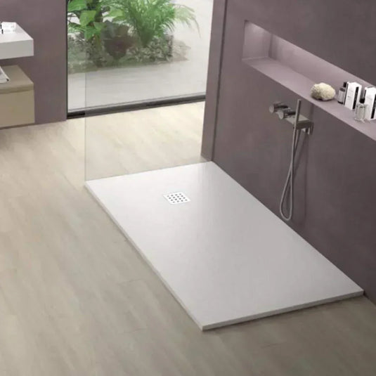 Sommer Essenza 900mm x 1600mm Slip Resistance Rectangular Shower Tray with Waste - White Slate - ES9016WH - Envy Bathrooms Ltd