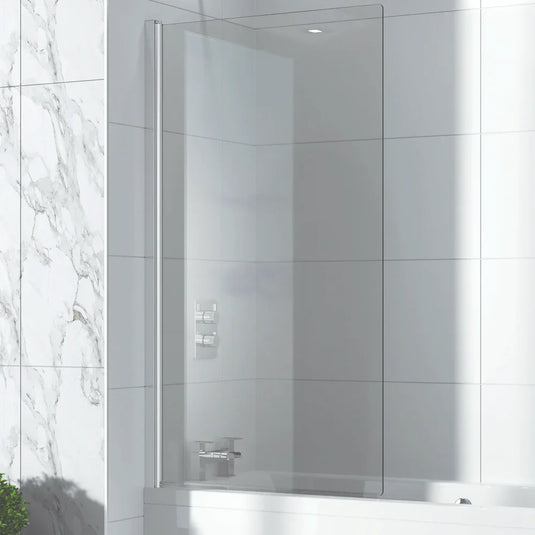 Sommer Evolve 1500mm x 900mm Half Radius 8mm Square Hinged Bath Screen - Chrome - EVOSIN8C - Envy Bathrooms Ltd