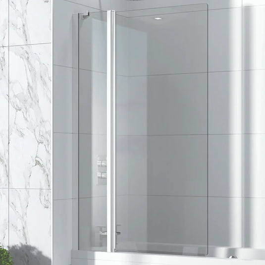 Sommer Evolve 1500mm x 980mm Half Radius 8mm Hinged Bath Screen with Fixed Panel - Chrome - EVODO8C - Envy Bathrooms Ltd