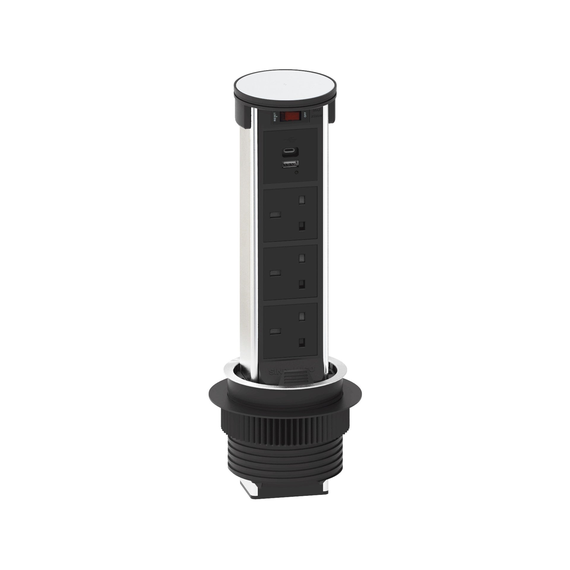 Sycamore Powertech Pro Flush Pull-Up Module USB Qi Charging Stainless