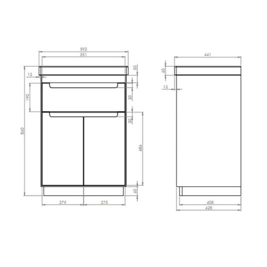 Tavistock Acumen 600mm Freestanding Vanity Unit - Viridian Green - ACU600F.VRG - Envy Bathrooms Ltd