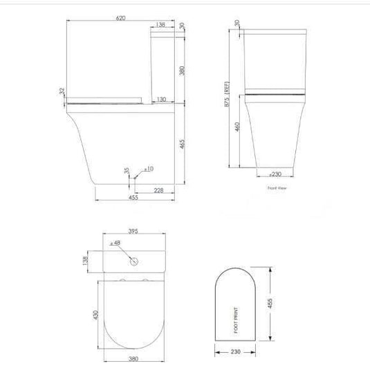 Tavistock Aerial Comfort Height Close Coupled Rimless Pan - White - PCF650S - Envy Bathrooms Ltd