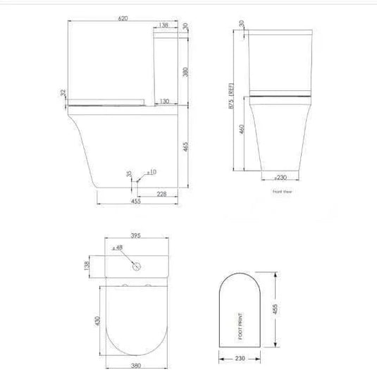 Tavistock Aerial Comfort Height Close Coupled Rimless Pan - White - PCF650S - Envy Bathrooms Ltd