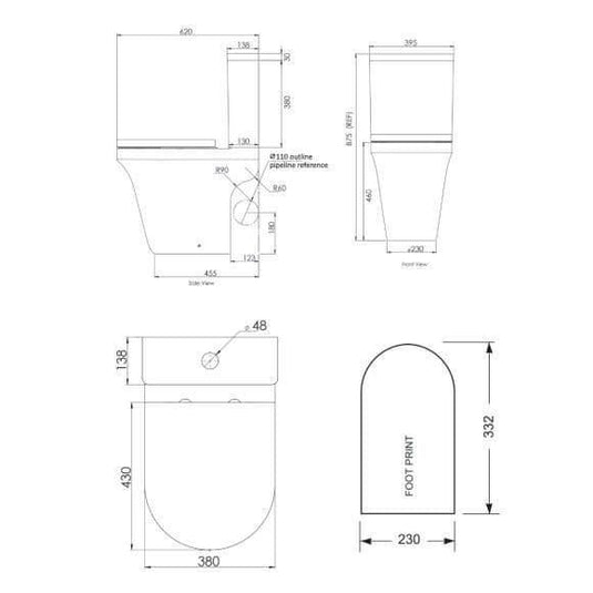 Tavistock Aerial Comfort Height Open Back C/C Rimless Pan - White - PC650S - Envy Bathrooms Ltd