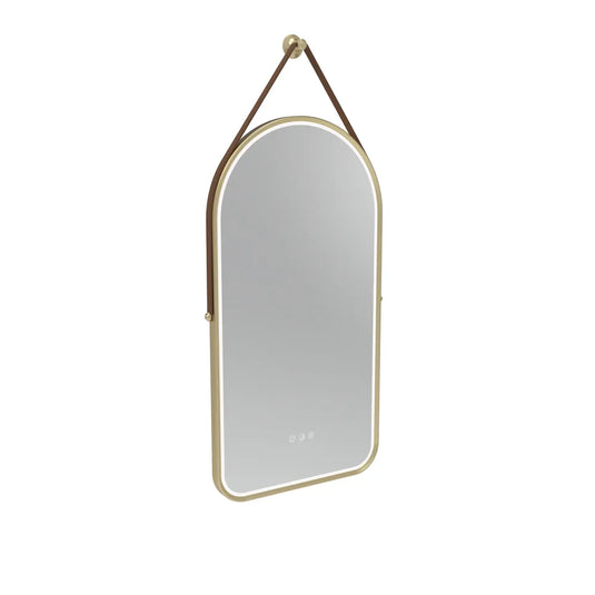 Tavistock Alderbury 400 Arch Illuminated Mirror Brushed Brass Brown Strap ALM40ABRF2 - Envy Bathrooms Ltd