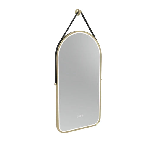 Tavistock Alderbury 400 Arch Illuminated Mirror with Black Strap Brushed Brass | ALM40ABRF3 - Envy Bathrooms Ltd