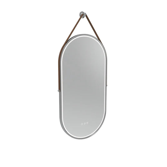 Tavistock Alderbury 400 Pill Illuminated Mirror With Brown Strap Chrome | ALM40PCHF2 - Envy Bathrooms Ltd
