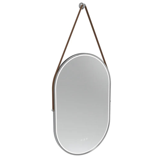 Tavistock Alderbury 500 Pill Illuminated Mirror with Brown Strap Chrome | ALM50PCHF2 - Envy Bathrooms Ltd