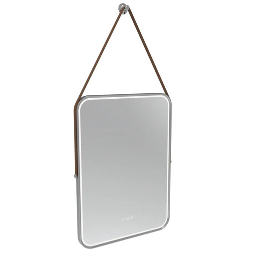 Tavistock Alderbury 500 Rectangular Illuminated Mirror Chrome with Brown Strap | ALM050CHF2 - Envy Bathrooms Ltd