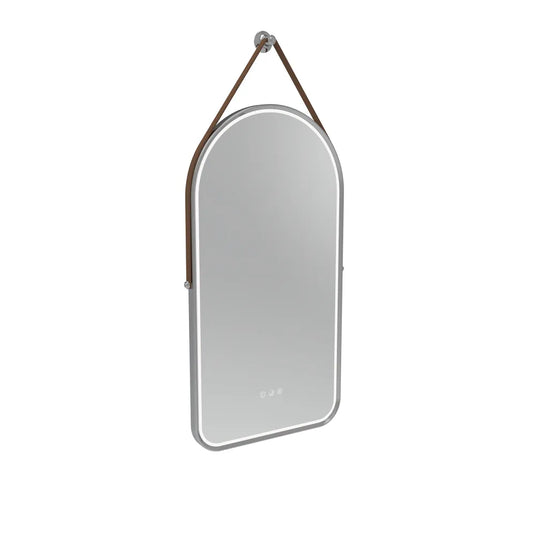Tavistock Alderbury Arch 400 x 800 Illuminated Mirror Chrome Brown Strap | ALM40ACHF2 - Envy Bathrooms Ltd
