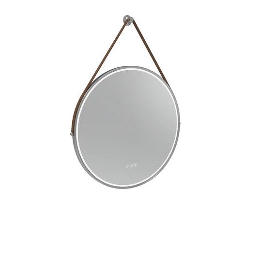 Tavistock Alderbury Circular 600 Illuminated Mirror Chrome Brown Strap | ALM60CCHF2 - Envy Bathrooms Ltd