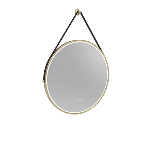 Tavistock Alderbury Circular 600 Illuminated Mirror with Black Strap Brushed Brass - ALM60CBRF3 - Envy Bathrooms Ltd