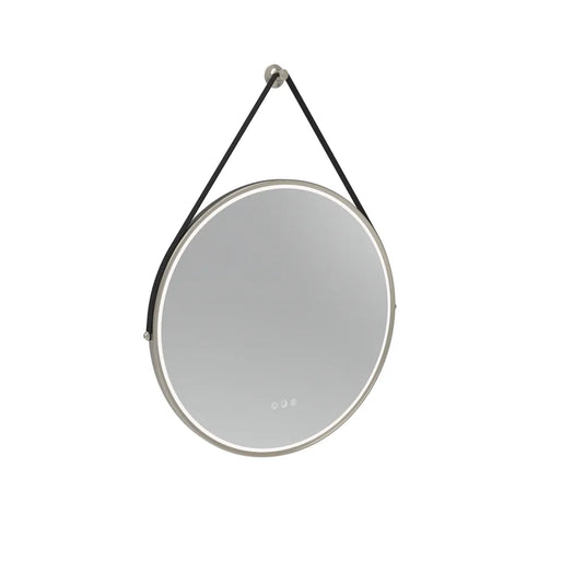 Tavistock Alderbury Circular 600 Mirror Black Strap Brushed Nickel | ALM60CBNF3 - Envy Bathrooms Ltd