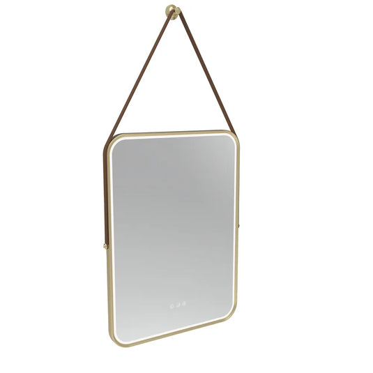 Tavistock Alderbury Rectangular 500 Mirror With Brown Strap Brushed Brass | ALM050BRF2 - Envy Bathrooms Ltd
