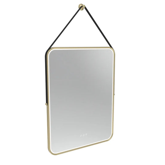 Tavistock Alderbury Rectangular 600 Mirror with Black Strap Brushed Brass | ALM060BRF3 - Envy Bathrooms Ltd