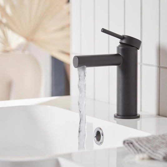 Tavistock Anthem Basin Mono Mixer Tap with Click Waste - Matt Black - TAN1103 - Envy Bathrooms Ltd