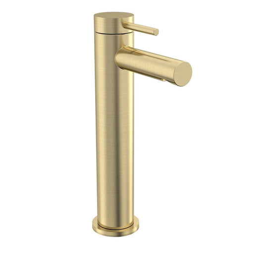 Tavistock Anthem Tall Basin Mono Mixer Tap with Click Waste Brushed Brass - Envy Bathrooms Ltd