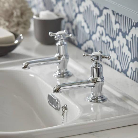 Tavistock Ashmore Basin Taps - Chrome/White - Envy Bathrooms Ltd