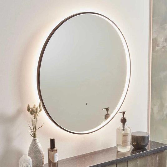 Tavistock Aurora Black Framed Round Illuminated Mirror 600mm - Envy Bathrooms Ltd