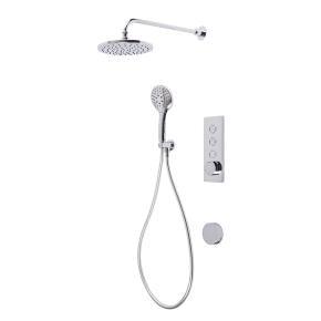 Tavistock Axiom Triple Tunction Push Button Concealed Valve with Overhead Shower with Handset & Bath Filler Tap Chrome - Envy Bathrooms Ltd