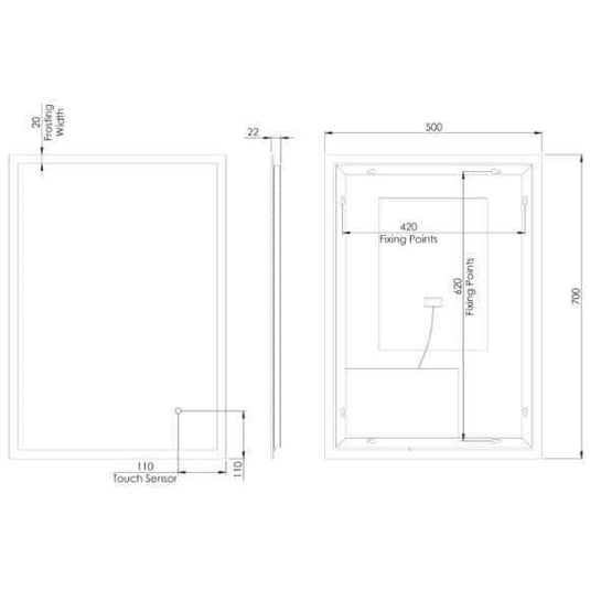 Tavistock Beta 500 Touch Control LED Mirror - Chrome - Envy Bathrooms Ltd