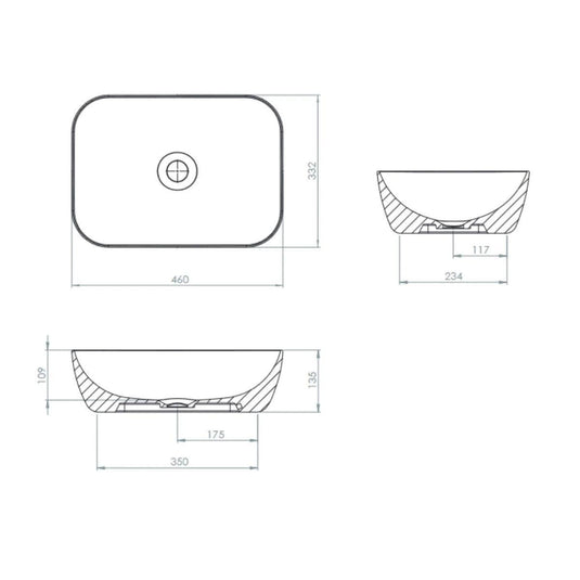 Tavistock Brook Rectangular Freestnding Bowl White 455x325mm - Envy Bathrooms Ltd