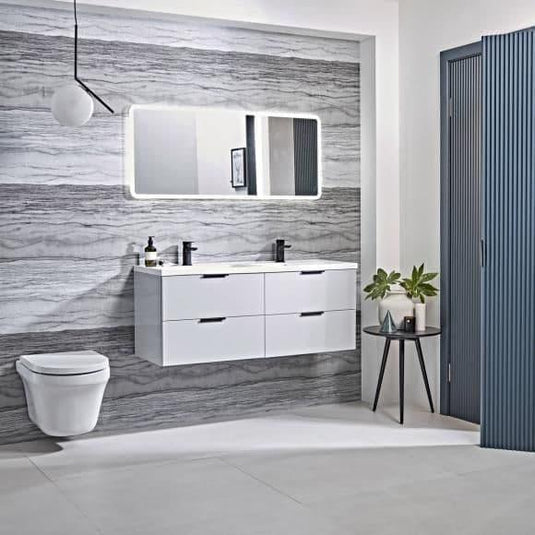 Tavistock Cadence 1200mm Wall Hung Vanity Unit - Gloss Light Grey - CA600W.Gx2 - Envy Bathrooms Ltd