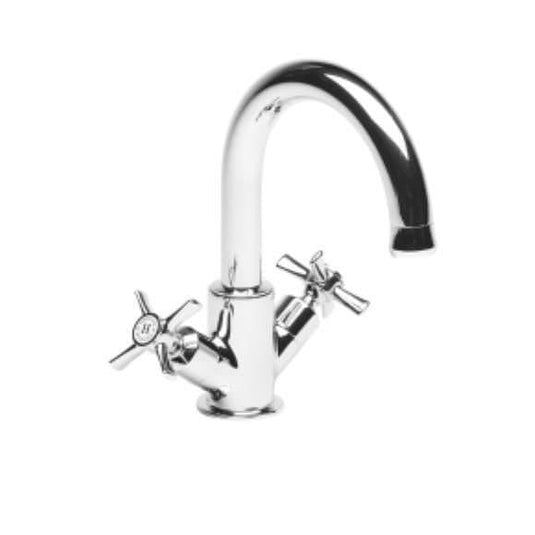 Tavistock Cheltenham Basin Mixer Tap with Click Waste - Chrome/White - Envy Bathrooms Ltd