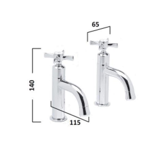 Tavistock Cheltenham Basin Pair of Pillar Taps - Chrome/White - TCM70 - Envy Bathrooms Ltd