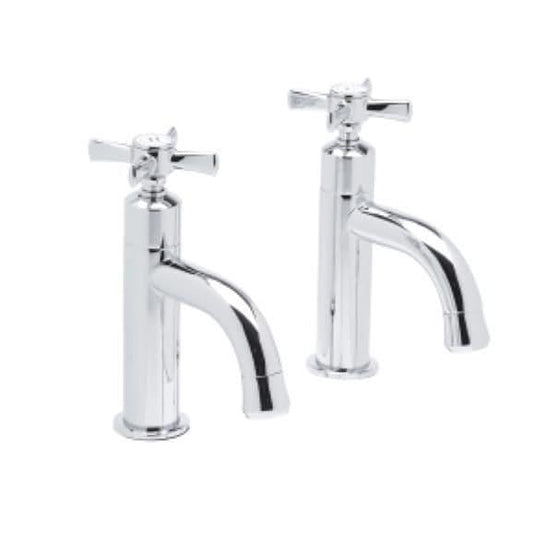 Tavistock Cheltenham Basin Pair of Pillar Taps - Chrome/White - TCM70 - Envy Bathrooms Ltd