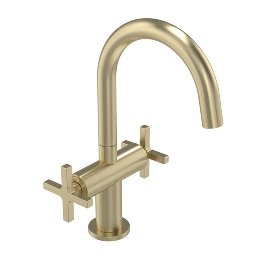 Tavistock Cohort Cross 2h Basin Mixer With Click Waste Brushed Brass | TCC1104 - Envy Bathrooms Ltd