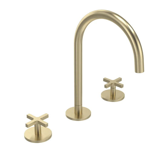 Tavistock Cohort Cross 3 Tap Hole Basin Mixer with Click Waste Brushed Brass | TCC7904 - Envy Bathrooms Ltd