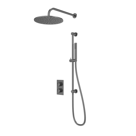 Tavistock Cohort Dual Function Shower System with Riser Rail and Wall-Mounted Head Gunmetal | SCT1614 - Envy Bathrooms Ltd