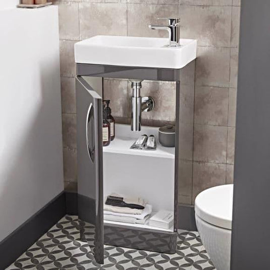 Tavistock Compass 450mm Floorstanding Cloakroom Vanity Unit - Gloss Light Grey - CM450FG - Envy Bathrooms Ltd