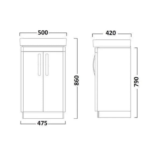 Tavistock Compass 500mm Floorstanding 2 Door Vanity Unit - Gloss Clay - CM500FC - Envy Bathrooms Ltd