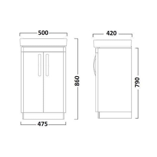 Tavistock Compass 500mm Floorstanding 2 Door Vanity Unit - Gloss Light Grey - CM500FG - Envy Bathrooms Ltd