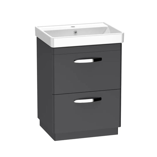 Tavistock Compass 600 Double Drawer Freestanding Vanity Unit Matt Storm Grey | CM600FDSG - Envy Bathrooms Ltd